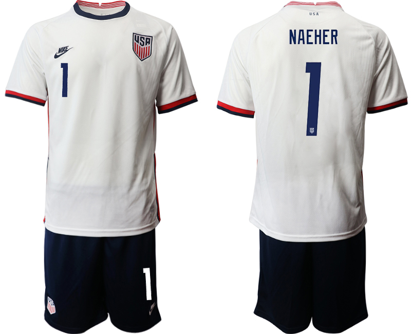 Men 2020-2021 Season National team United States home white #1 Soccer Jersey
